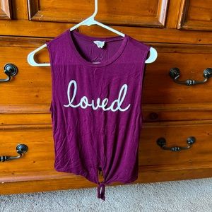 Purple “loved” tank